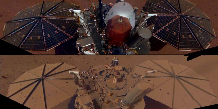 Une nouvelle image révèle un vaisseau spatial de la NASA recouvert de poussière martienne Une nouvelle image révèle un vaisseau spatial de la NASA recouvert de poussière martienne
