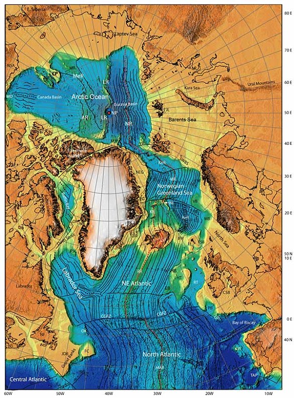 La forme des continents était similaire à la forme des continents aujourd'hui, sauf qu'ils étaient disposés différemment en raison de la tectonique des plaques. La Grande-Bretagne, l'Irlande et la Norvège étaient enclavées et la mer Arctique était presque entièrement entourée de nature sauvage.