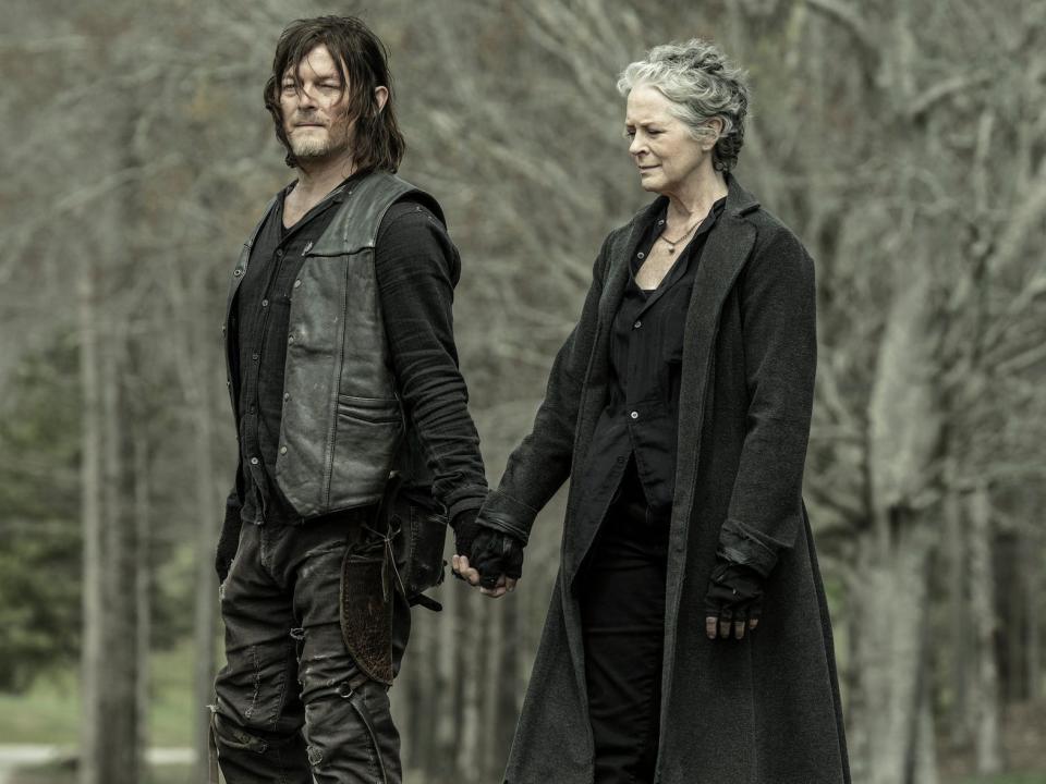 Norman Reedus et Melissa McBride dans le rôle de Daryl Dixon et Carol Peletier dans